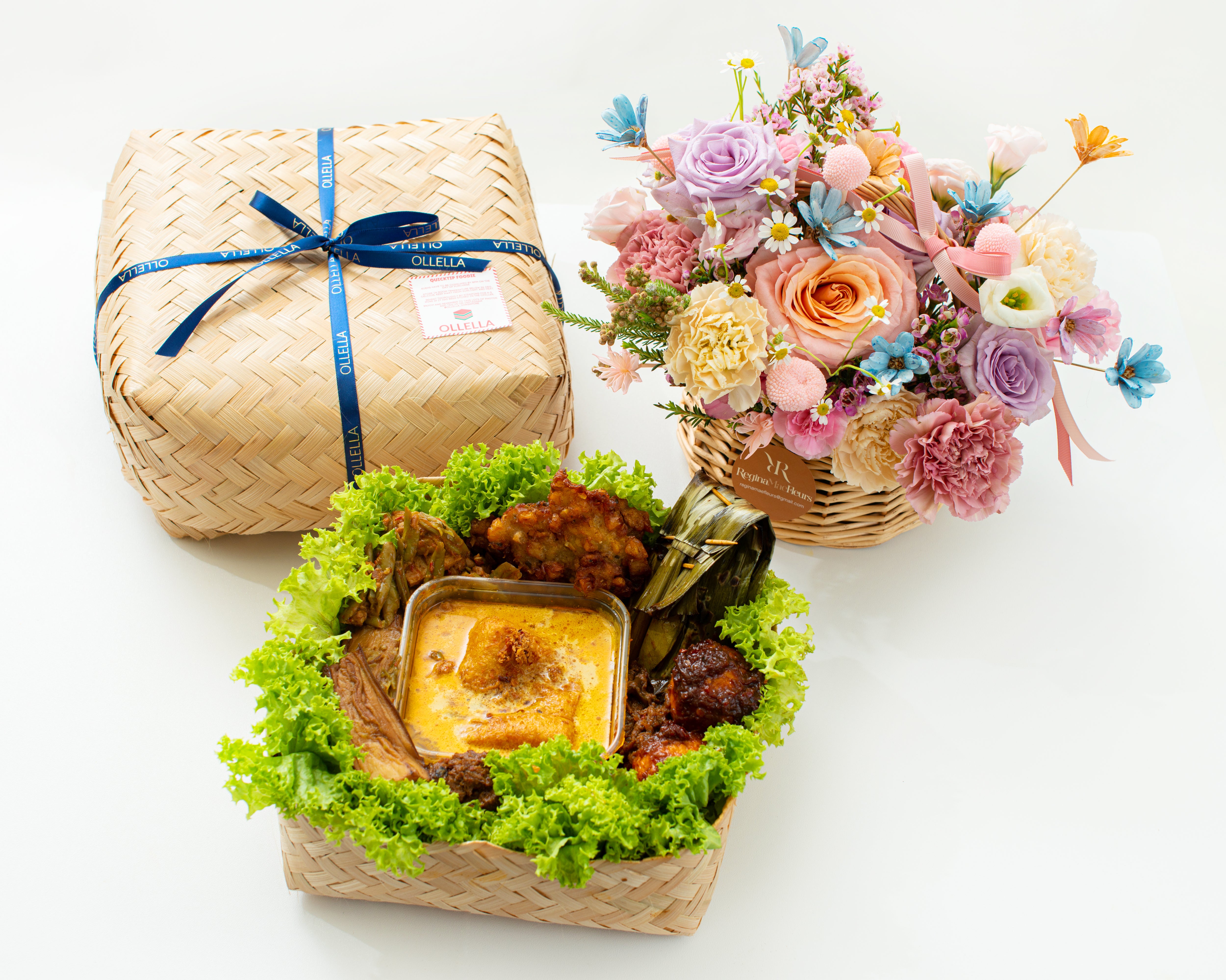 Nasi Campur Bamboo + Flower Basket  (Limited availability - 6,7,8 May only)